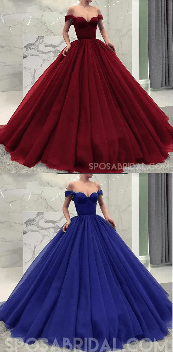 Fashionable Burgundy Blue Black Green Off the Shoulder Modest Prom Dresses, Prom Gown,PD1058