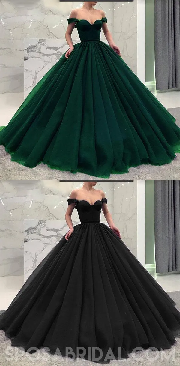 Fashionable Burgundy Blue Black Green Off the Shoulder Modest Prom Dresses, Prom Gown,PD1058