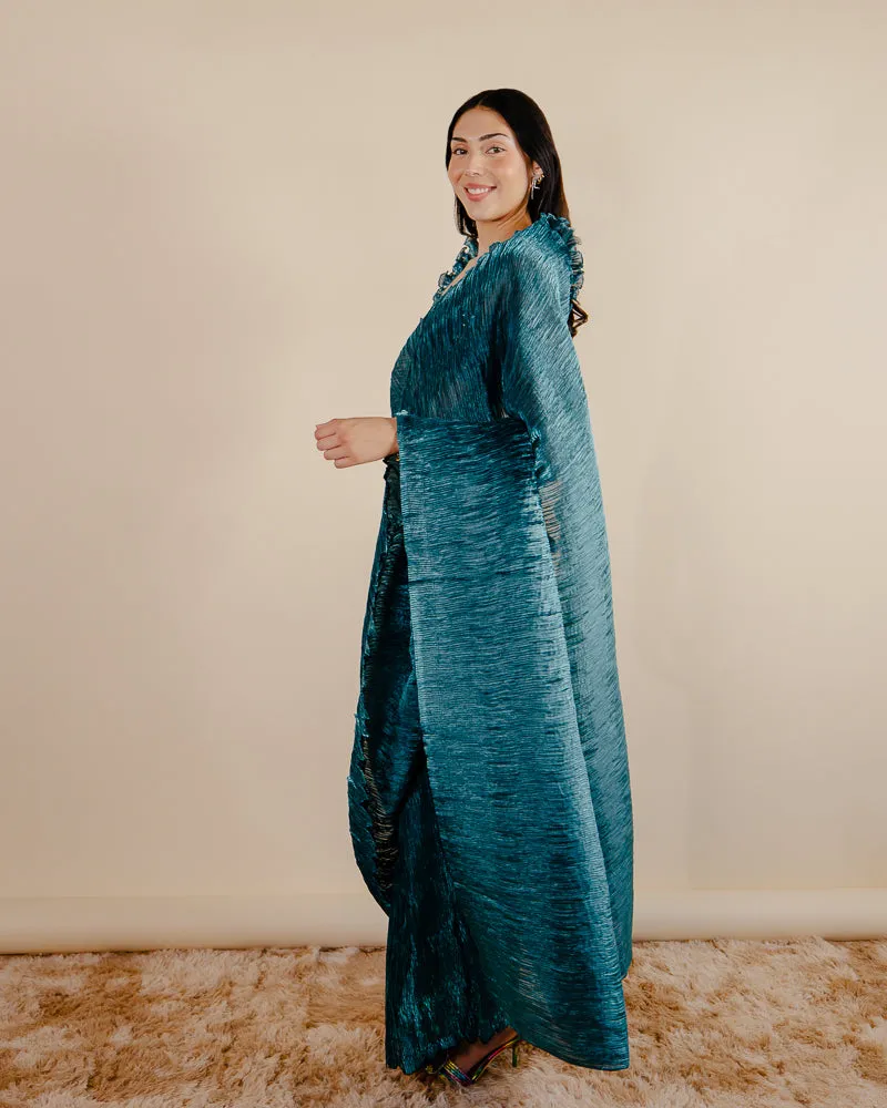 Firdaus Saree - Indian Teal Saree Dress