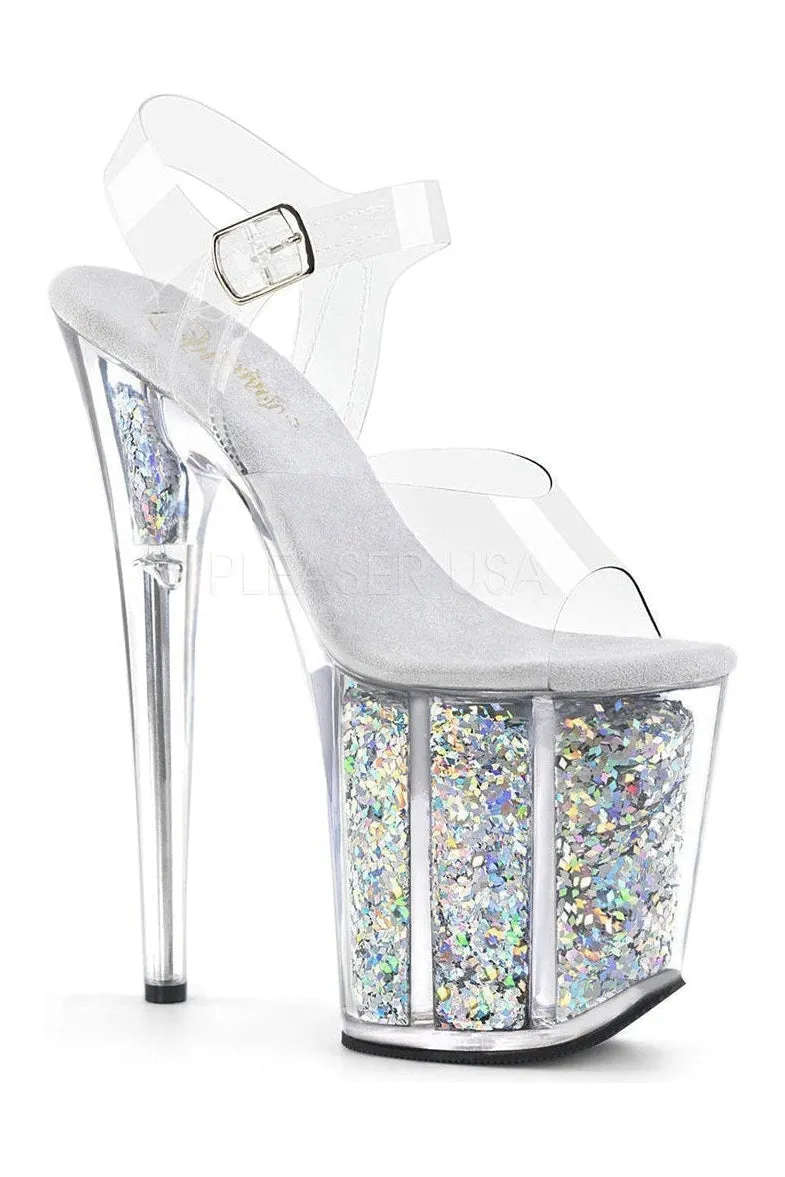 FLAMINGO-808GF Platform Sandal | Clear Vinyl