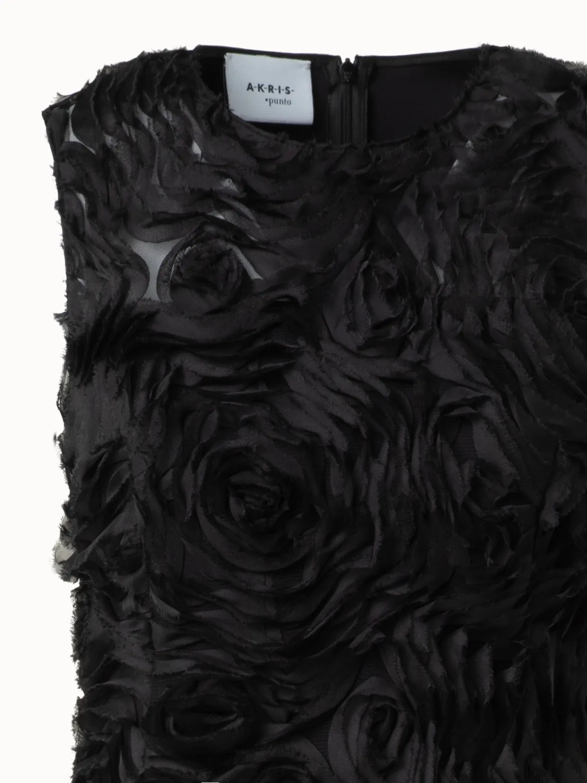 Flared Midi Dress in 3D Carnation Embroidery