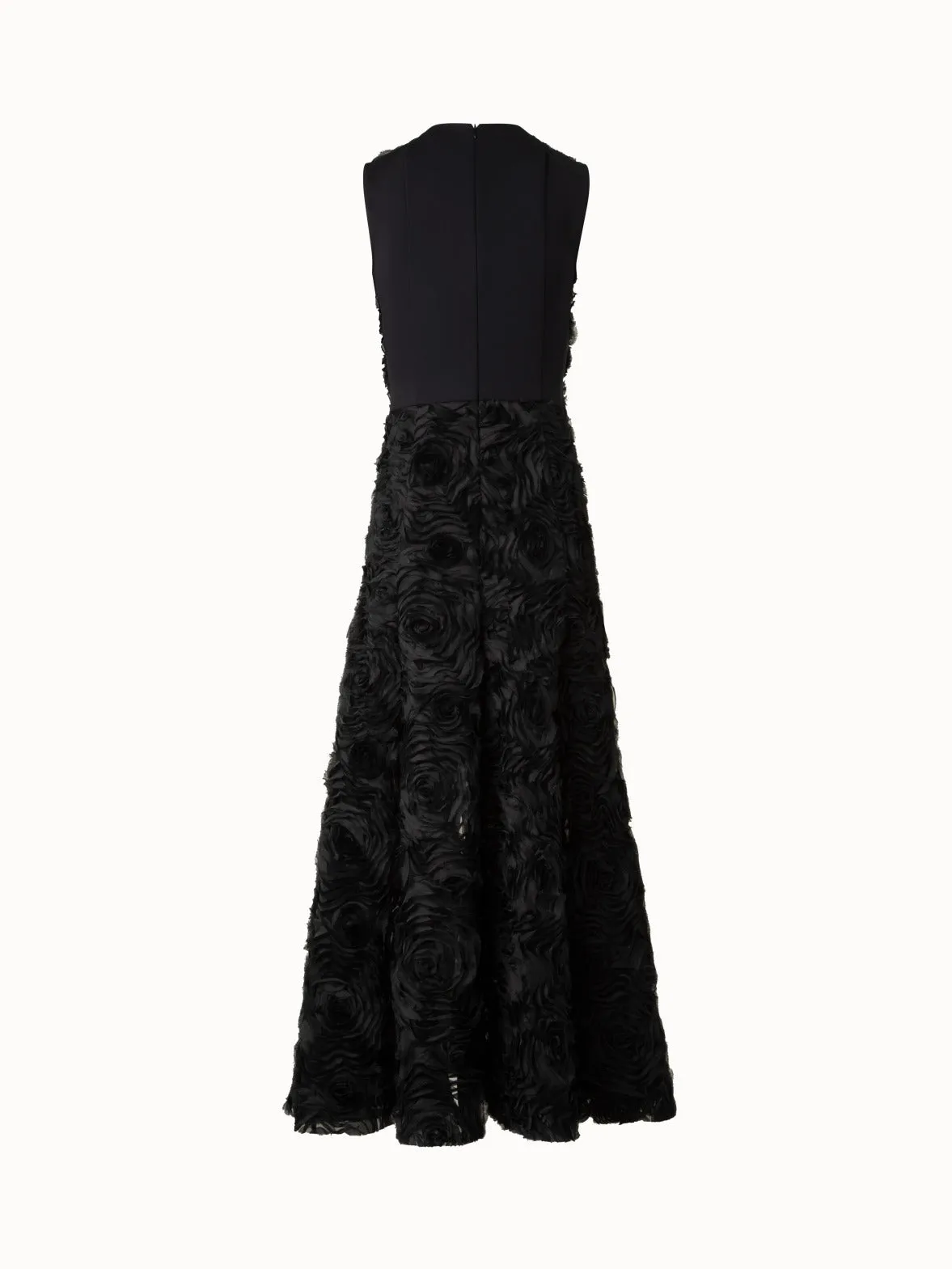 Flared Midi Dress in 3D Carnation Embroidery
