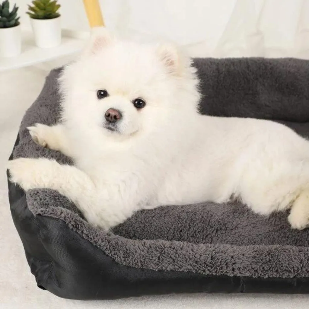 FLOOFI Pet Bed Square XL Size Comfy Washable Black and Dark Grey
