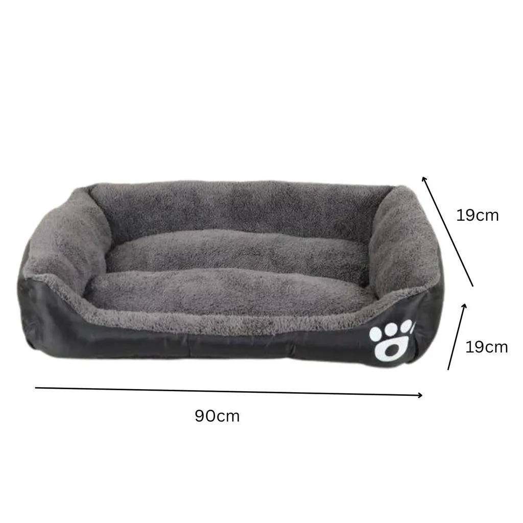 FLOOFI Pet Bed Square XL Size Comfy Washable Black and Dark Grey