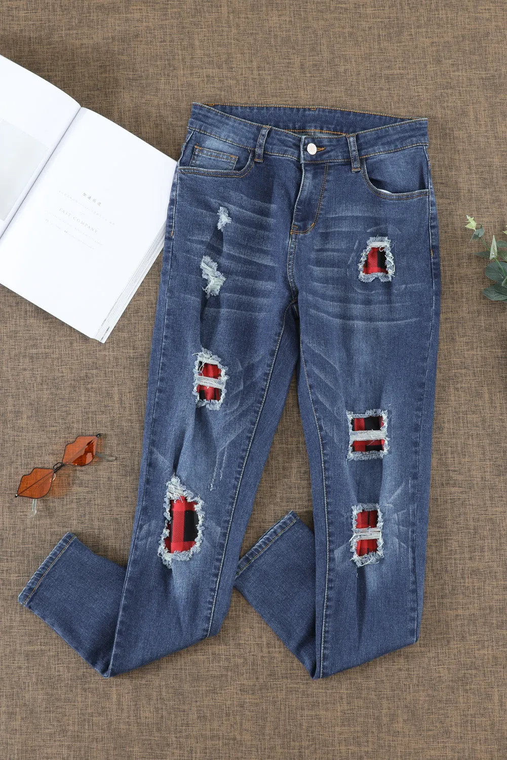 Floral Patch Destroyed Skinny Jeans
