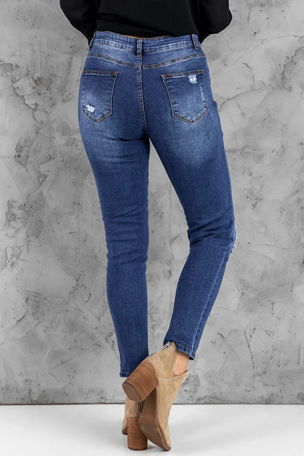 Floral Patch Destroyed Skinny Jeans