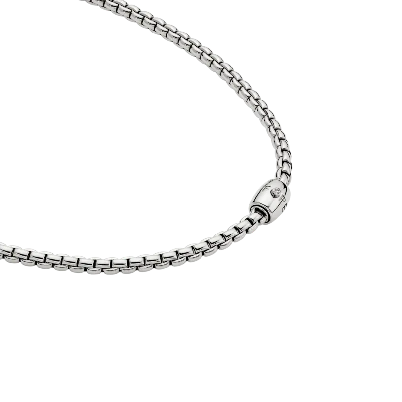 Fope Eka 18k White Gold Flex'it Necklace with Ornamental Clasp
