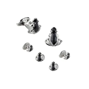Frog  Enameled Sterling Tuxedo Formal Set
