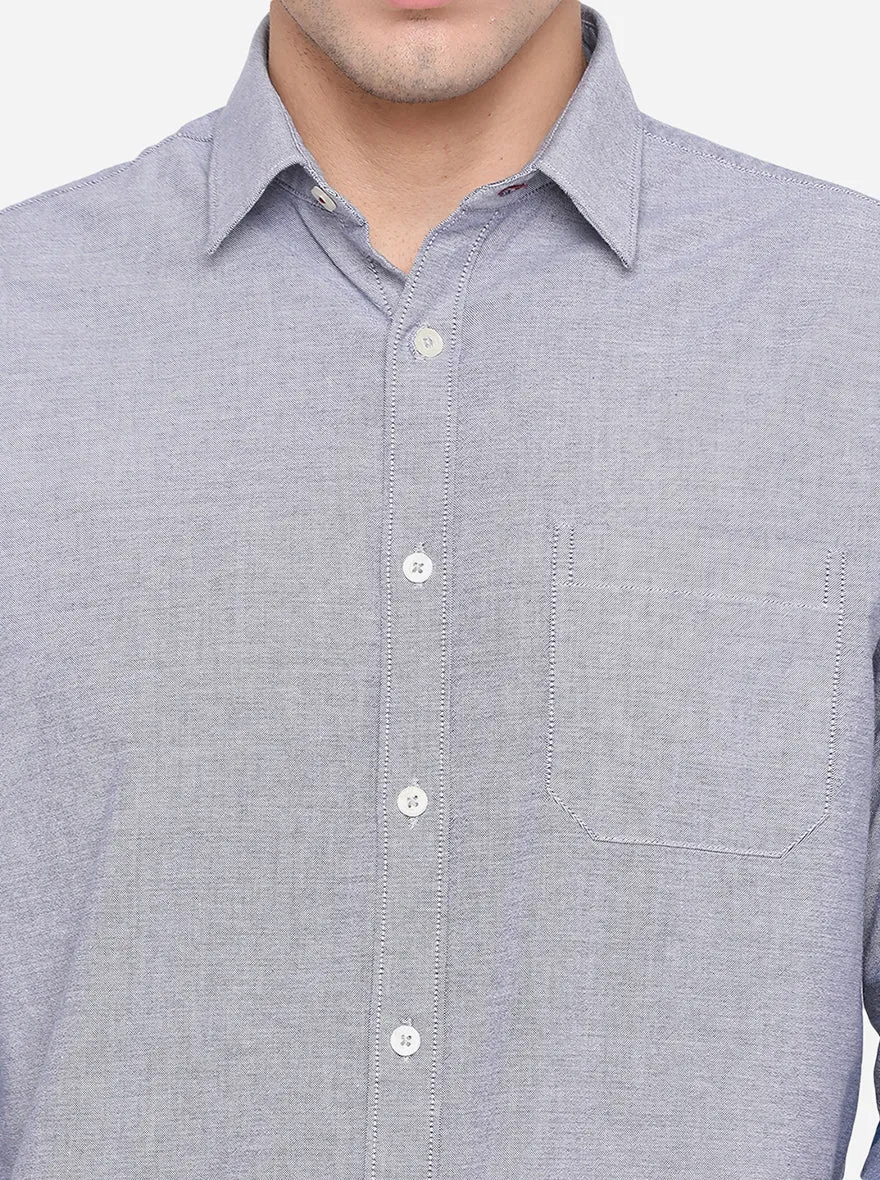 Gargoyle Blue Solid Slim Fit Casual Shirt | Greenfibre