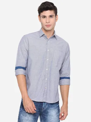 Gargoyle Blue Solid Slim Fit Casual Shirt | Greenfibre