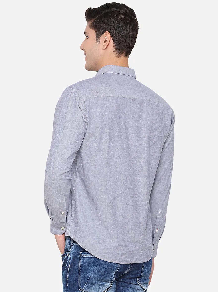 Gargoyle Blue Solid Slim Fit Casual Shirt | Greenfibre