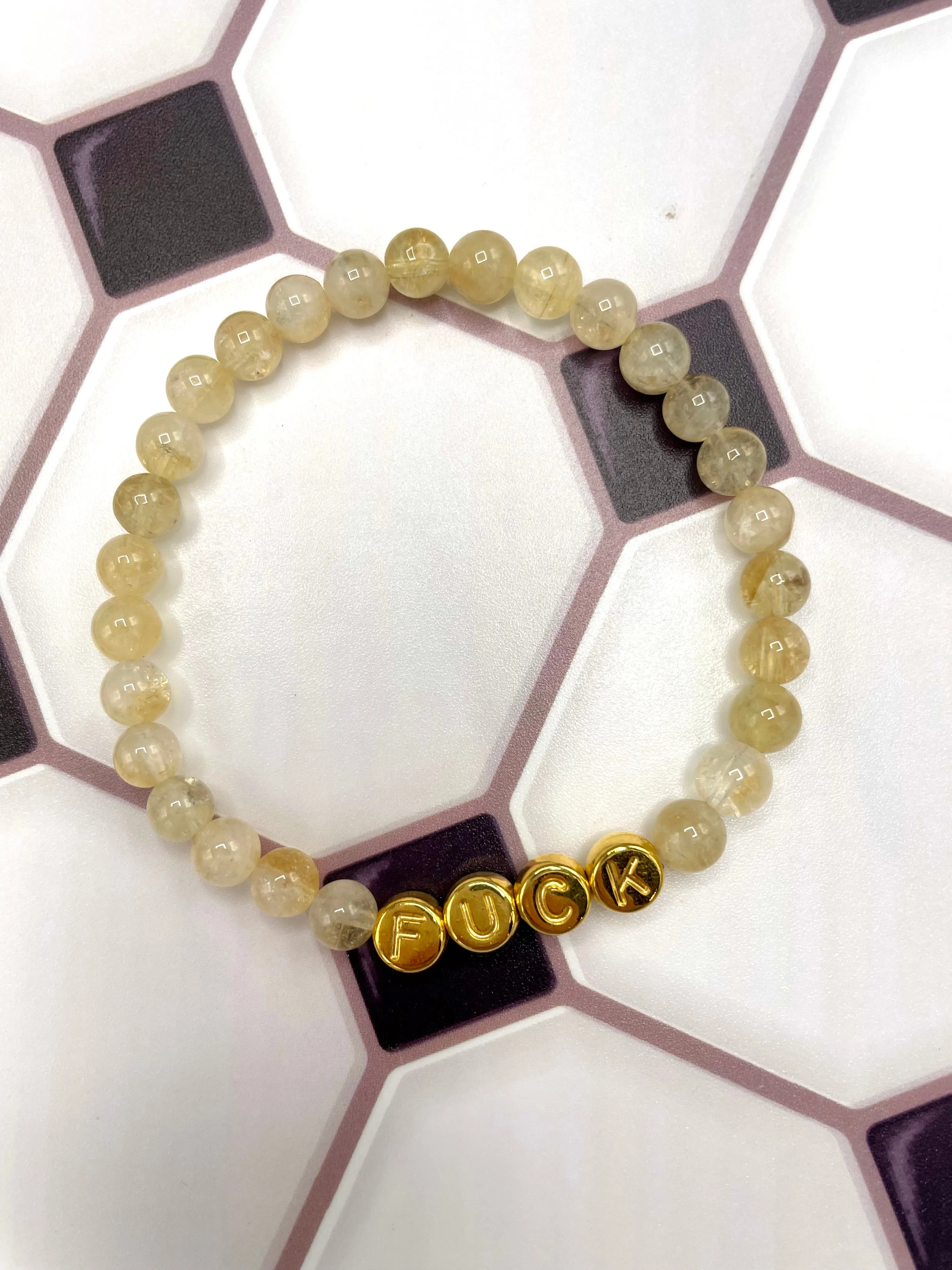 Gemstone "FUCK" stretch Bracelet