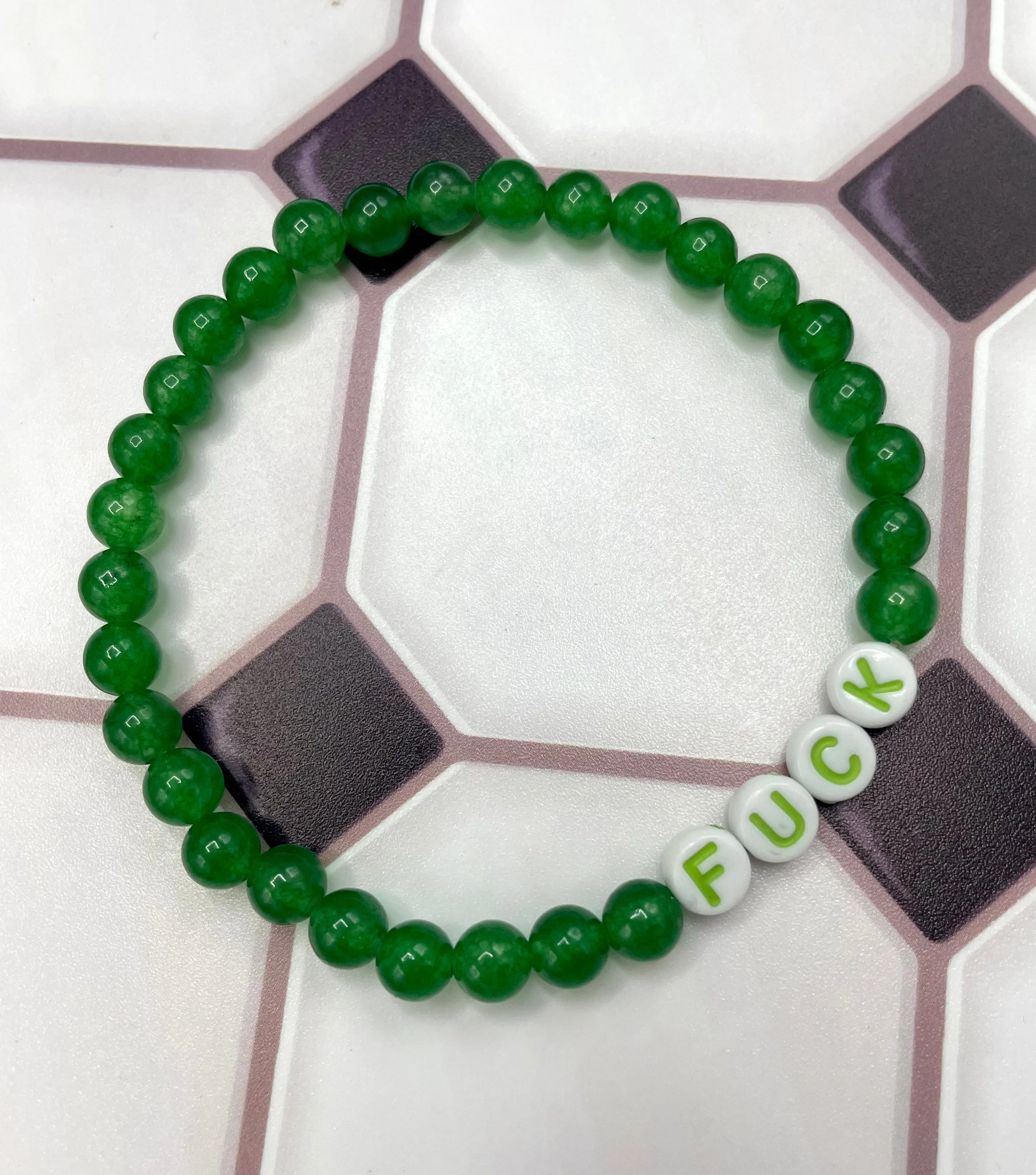 Gemstone "FUCK" stretch Bracelet