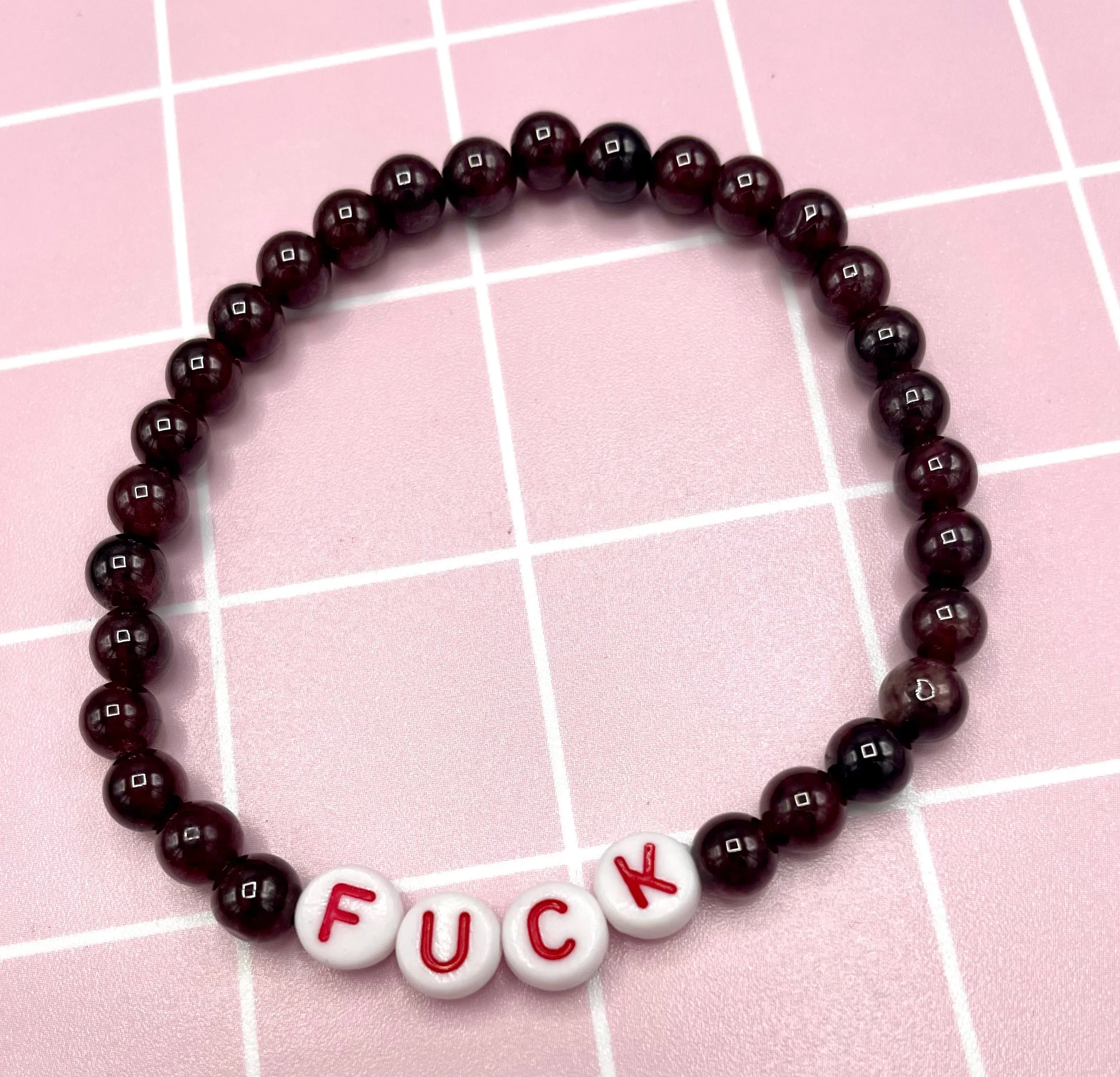 Gemstone "FUCK" stretch Bracelet