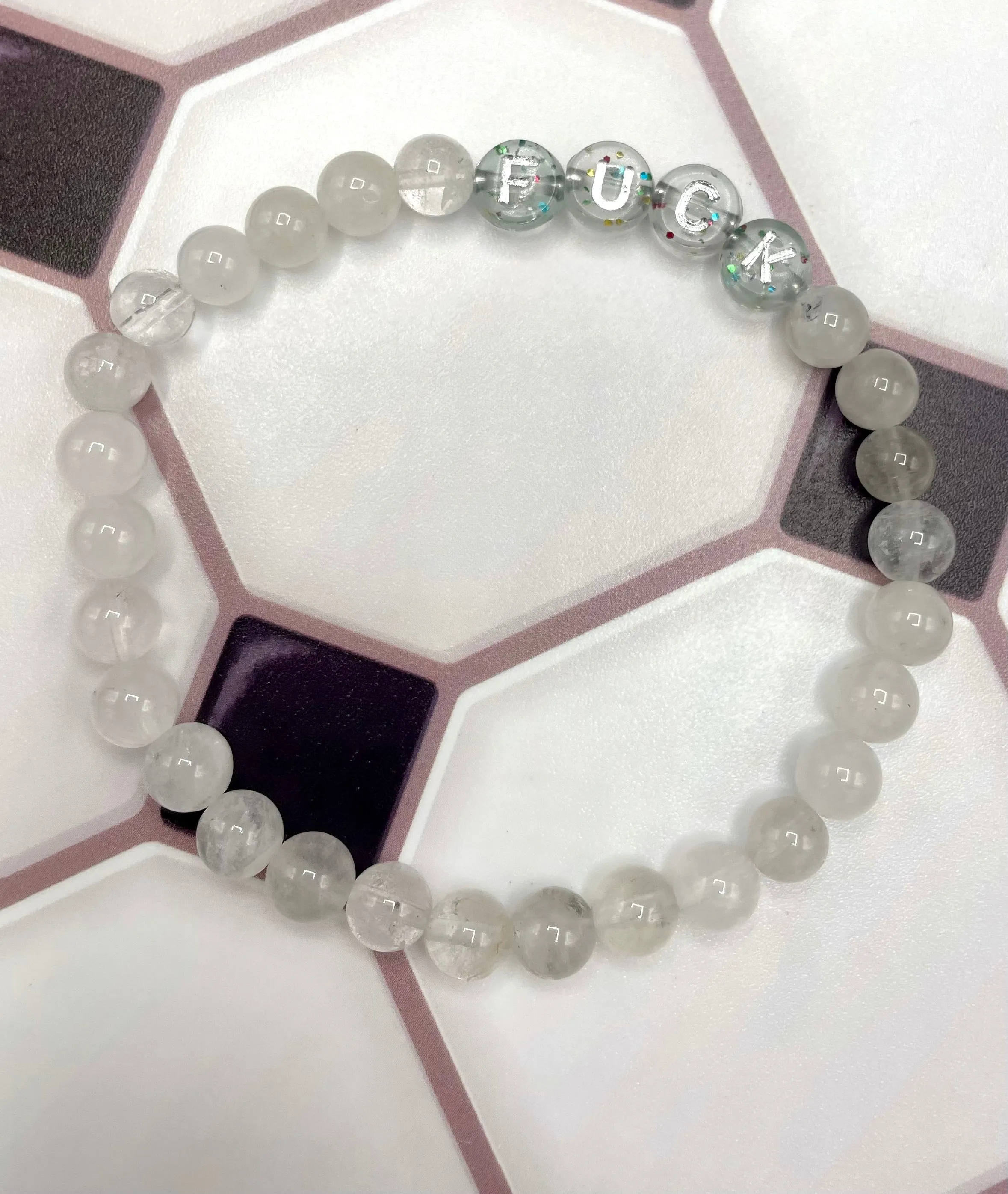Gemstone "FUCK" stretch Bracelet