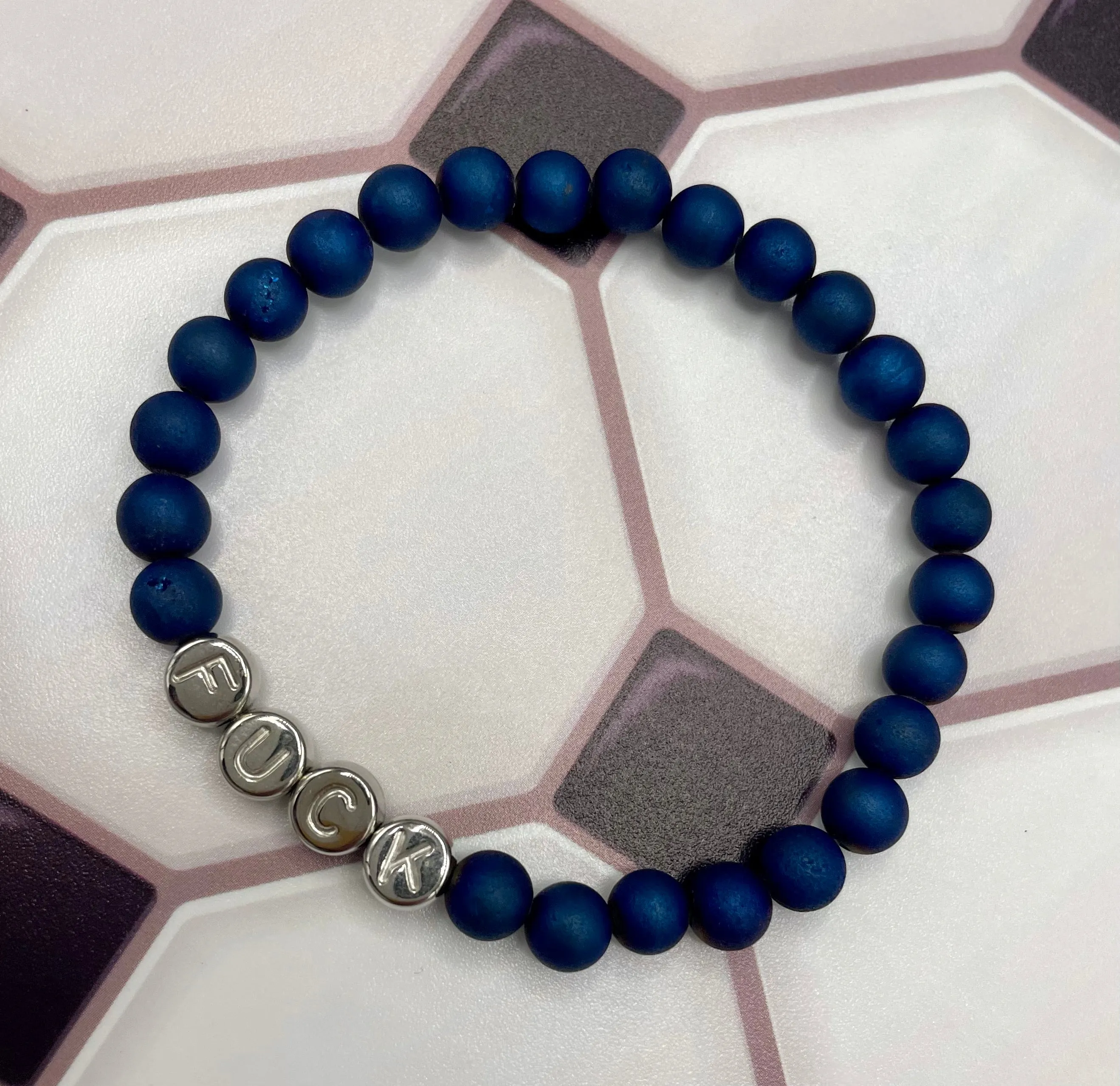 Gemstone "FUCK" stretch Bracelet