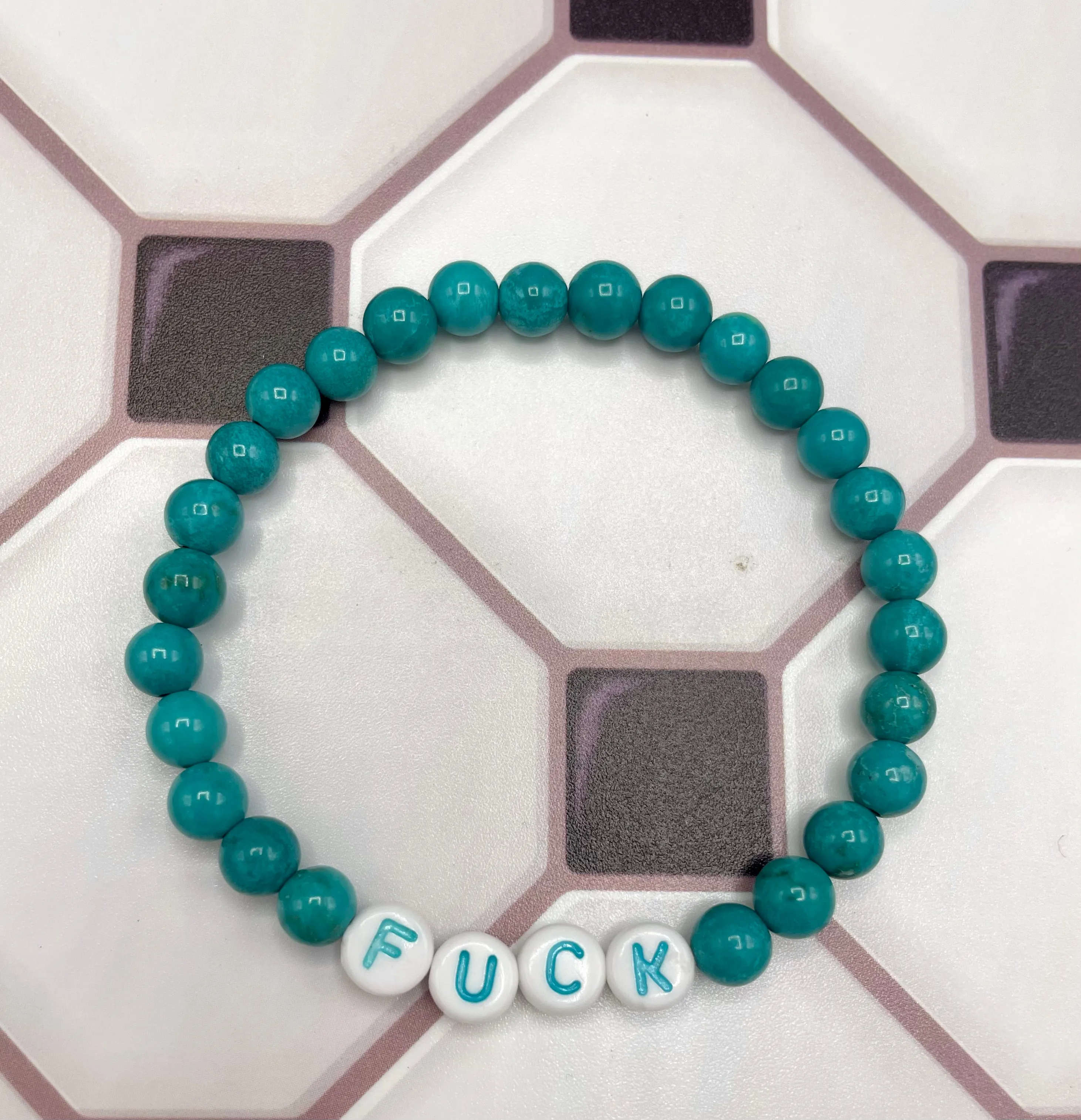 Gemstone "FUCK" stretch Bracelet