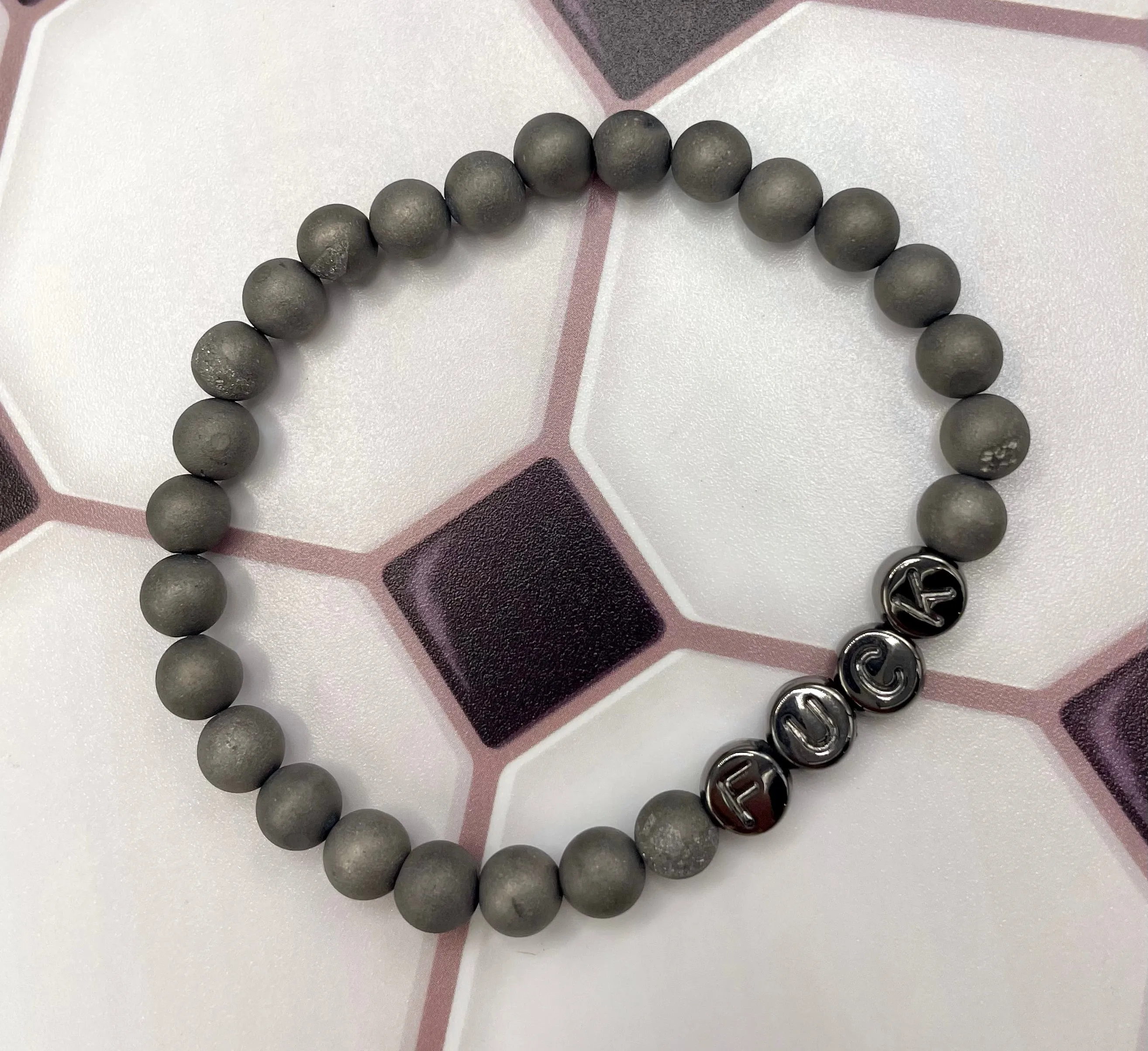 Gemstone "FUCK" stretch Bracelet