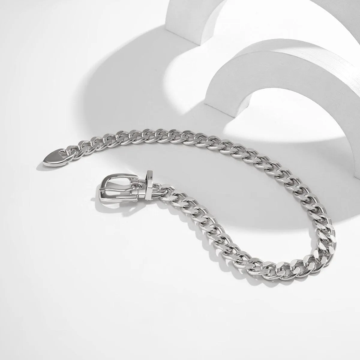 Geometric Chunky Belt Chain Choker Necklace