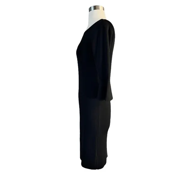 GERARD DAREL Paris Black Knit Dress 3/4 Bell Sleeves Round Neck Size 1 Small