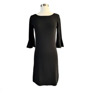 GERARD DAREL Paris Black Knit Dress 3/4 Bell Sleeves Round Neck Size 1 Small