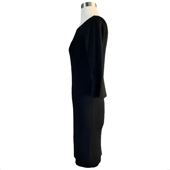 GERARD DAREL Paris Black Knit Dress 3/4 Bell Sleeves Round Neck Size 1 Small
