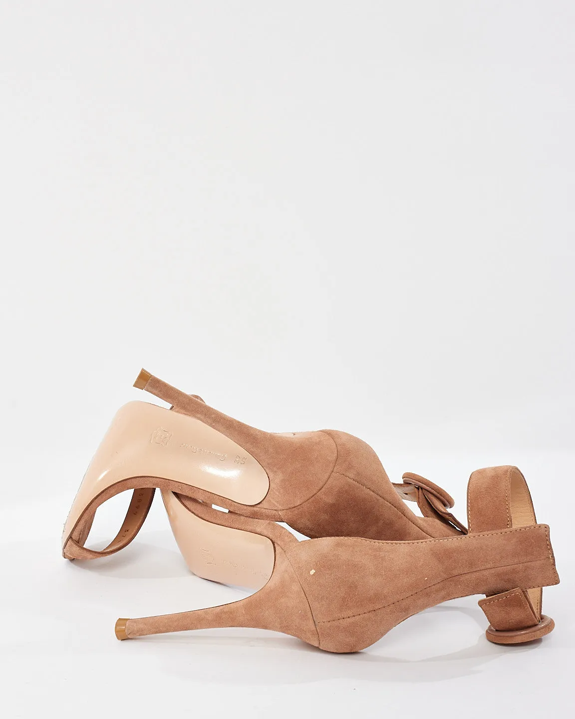 Gianvito Rossi Blush Suede Ankle Strap Portofino Stiletto Sandals - 37.5
