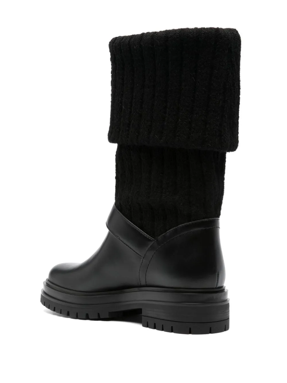 Gianvito Rossi Calf   Knit Chalet in Black/Black Nene