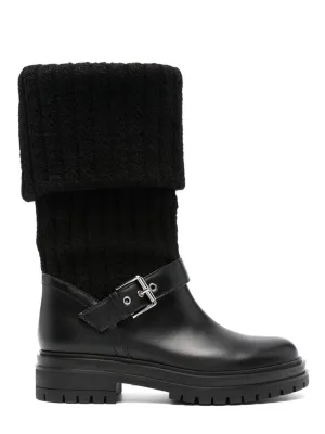 Gianvito Rossi Calf   Knit Chalet in Black/Black Nene