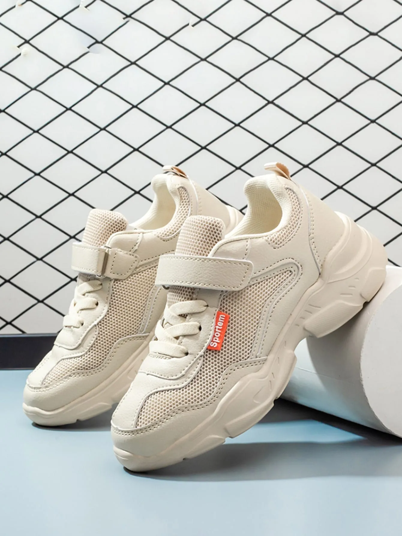 Girls Minimalist Hook-and-loop Fastener Strap Sneakers- FD
