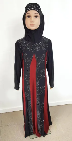 Girls Muslim Dress Kids Long Sleeve Abaya 2-12T