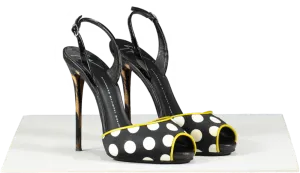 Giuseppe Zanotti Multicoloured Black Satin Polka Dot Sandal Heels UK 5 EU 38 👠