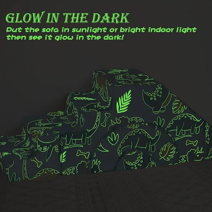 Glow-in-the-Dark Soft Fleece Pikler Large Soft Play Set for Home | Removable & Washable | Dinosaurs