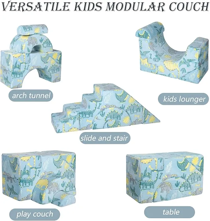 Glow-in-the-Dark Soft Fleece Pikler Large Soft Play Set for Home | Removable & Washable | Dinosaurs
