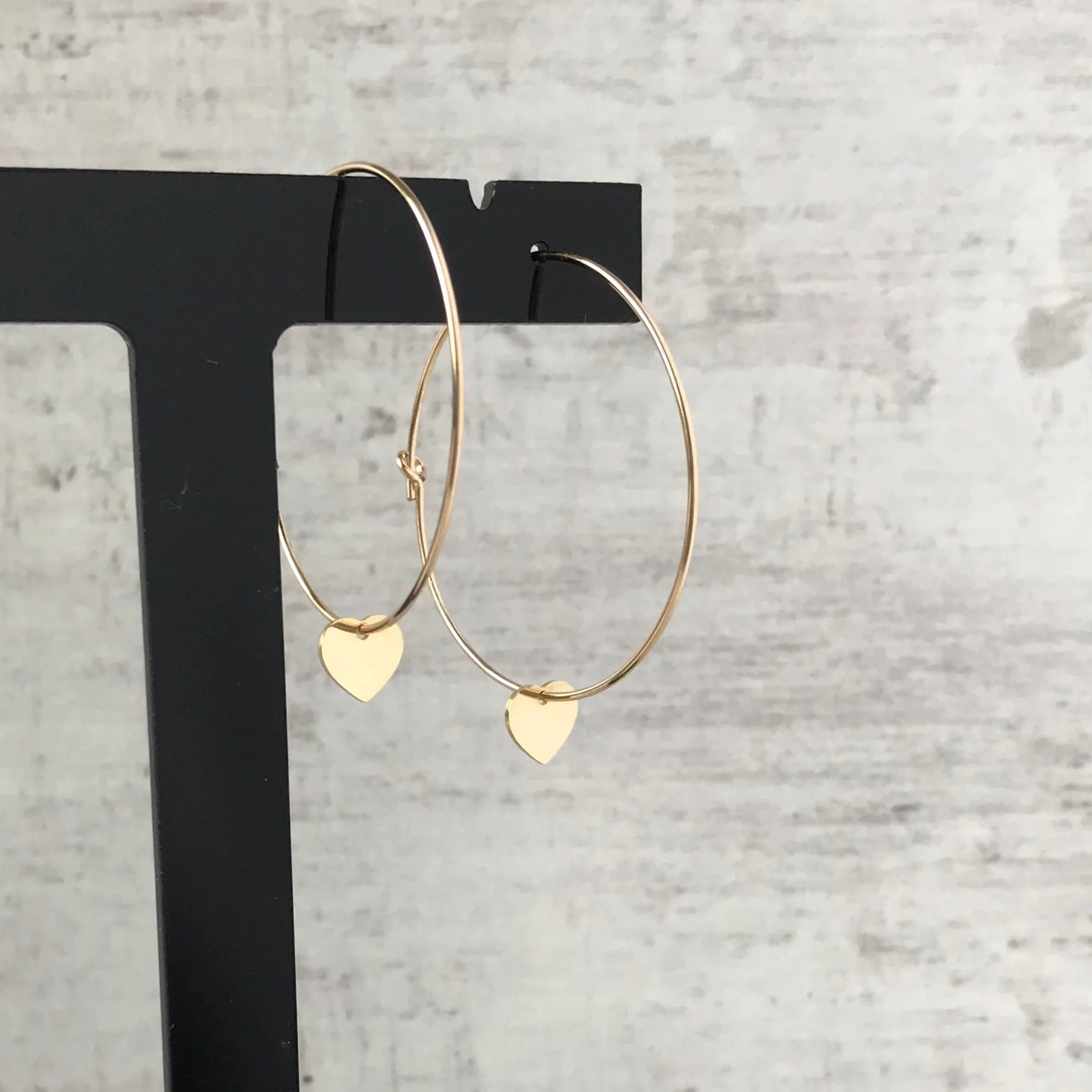 Gold Heart Hoop Earrings