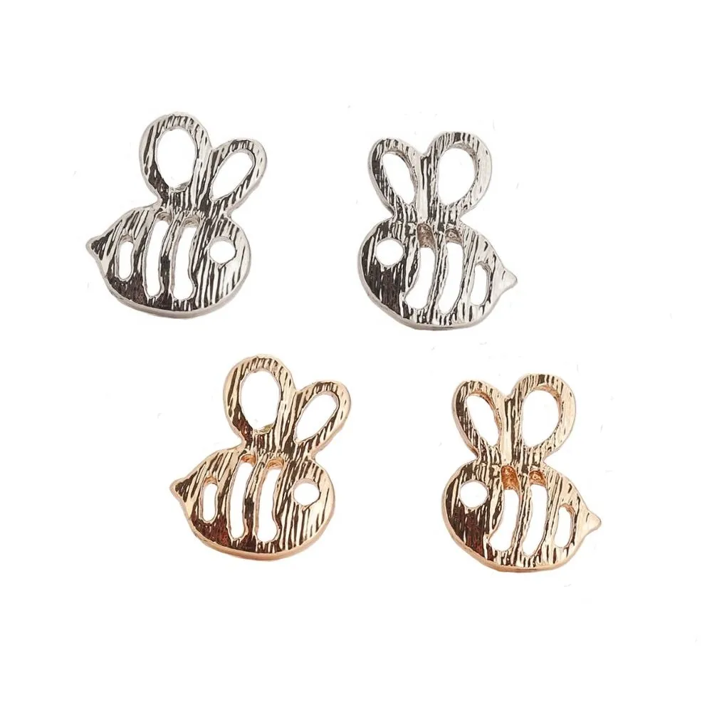 Gold Plated Bumblebee Cut Out Stud Earrings