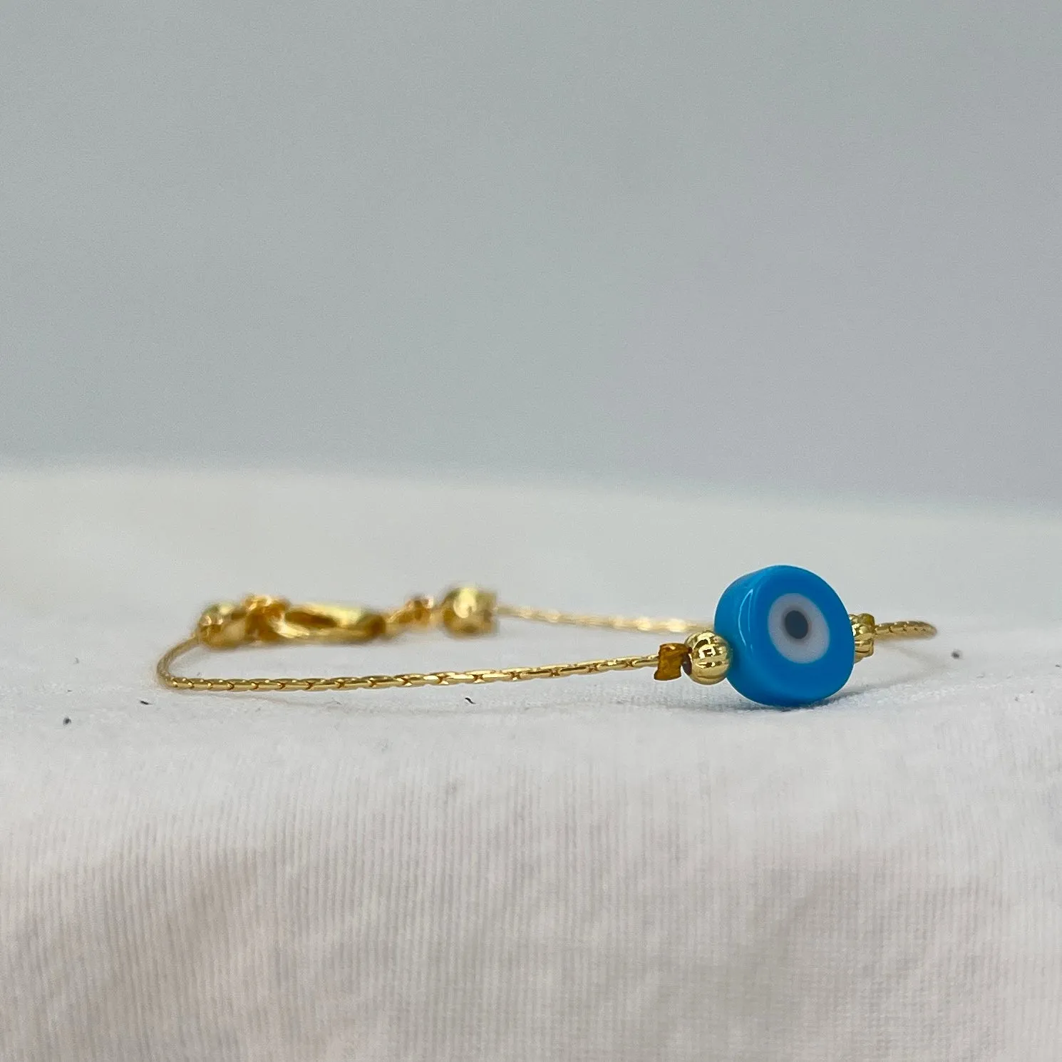 Gold Plated Chain Blue Stone Evil Eye Bracelet – Protection