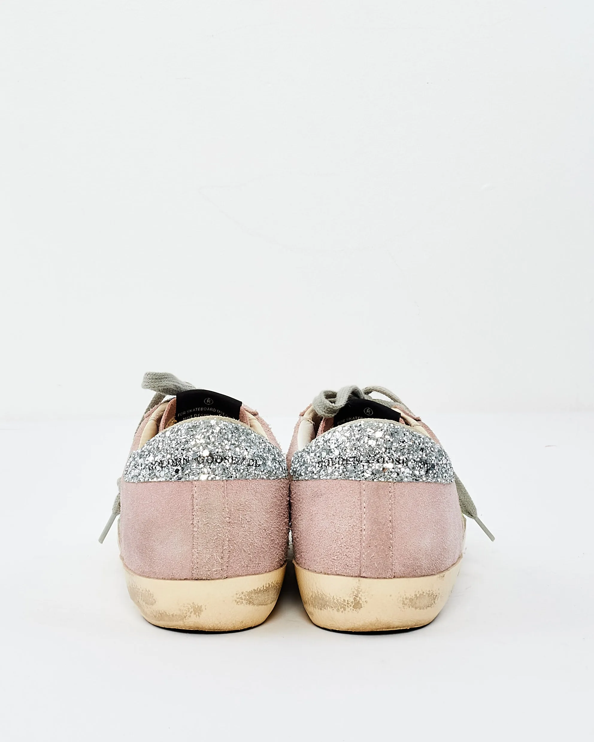 Golden Goose Silver & Green Star Sparkle Low Top Sneakers - 38