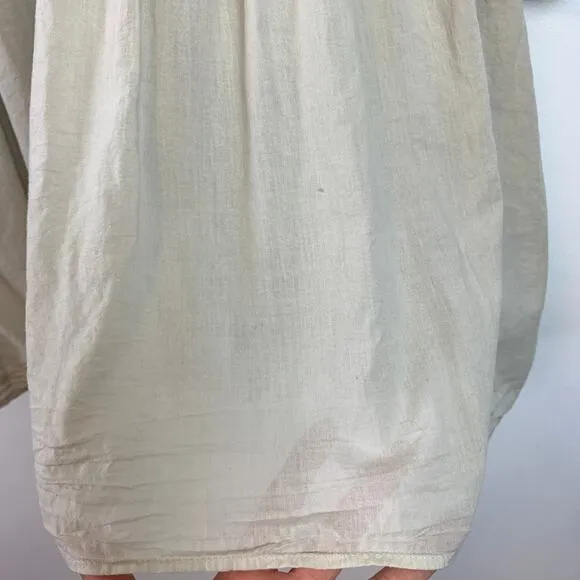 Grayson Changemaker Ruffle Hem 100% Cotton Mini Shirt Dress Almond Small