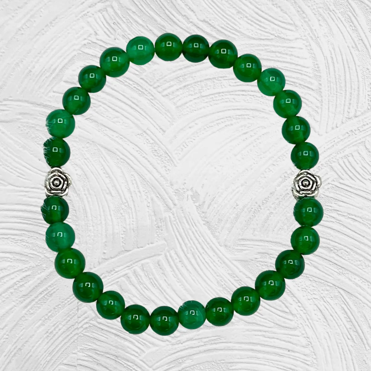 Green Agate and Rose Bracelet