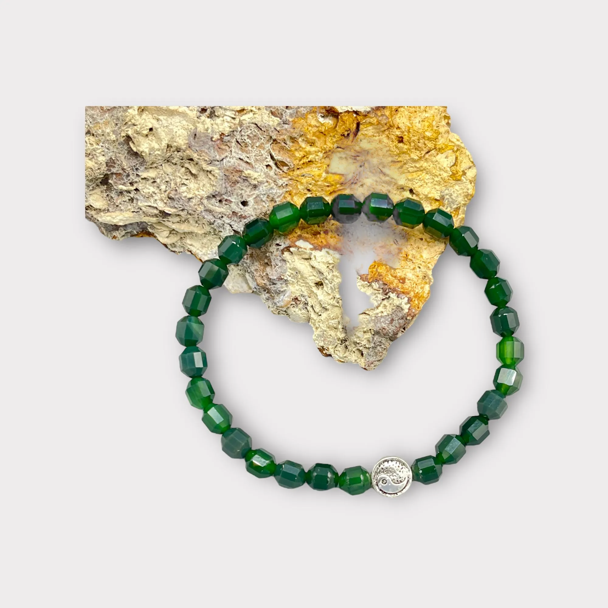 Green Agate and Yin Yang Bracelet