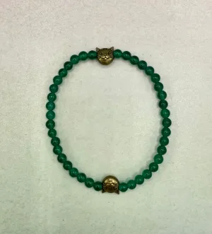 Green Agate gemstone Kitty Cat Bracelet