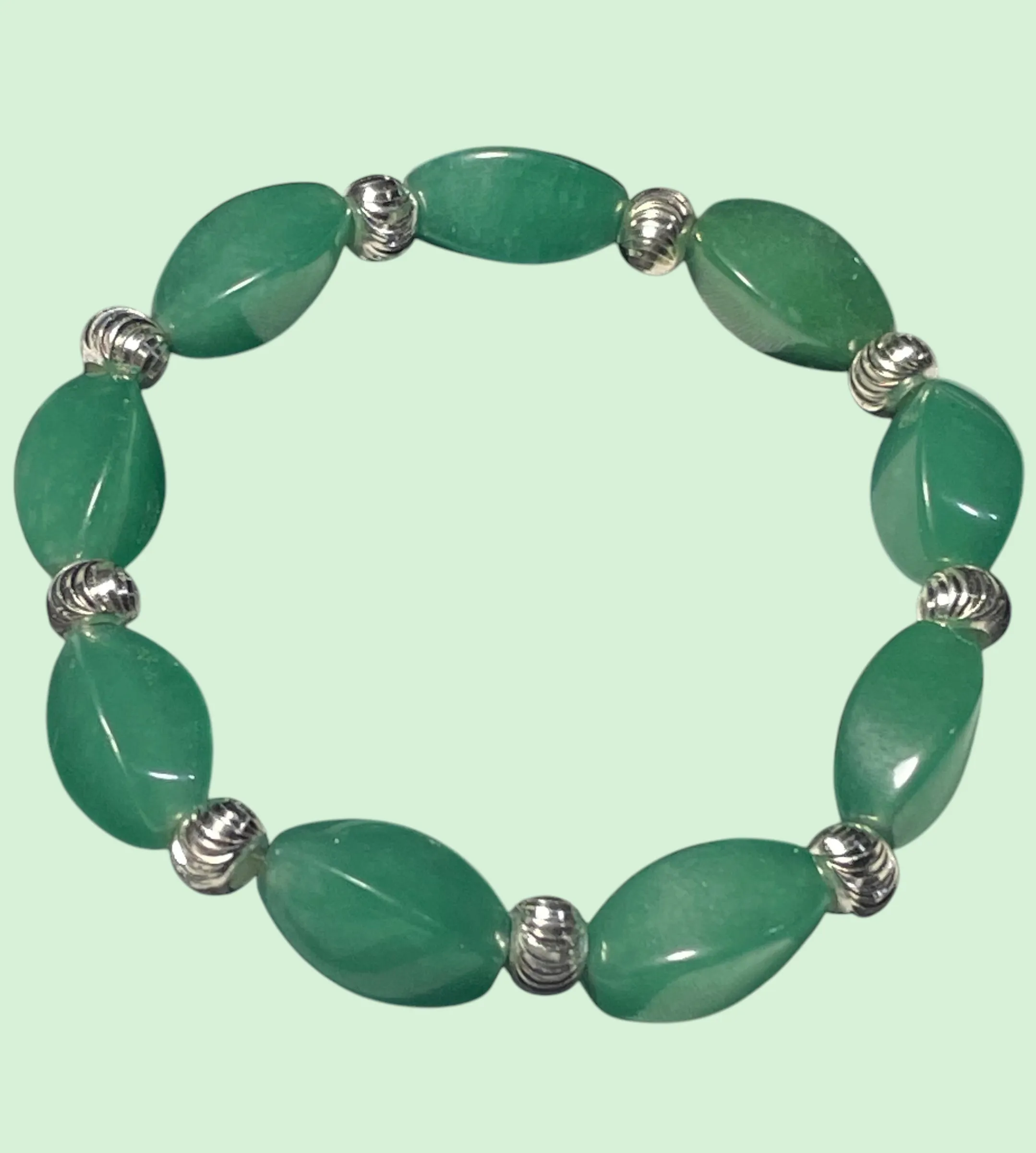 Green Aventurine and Sterling Silver Bracelet