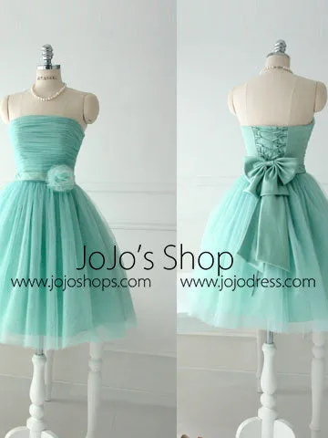 Green Strapless Short Bridesmaid Dress