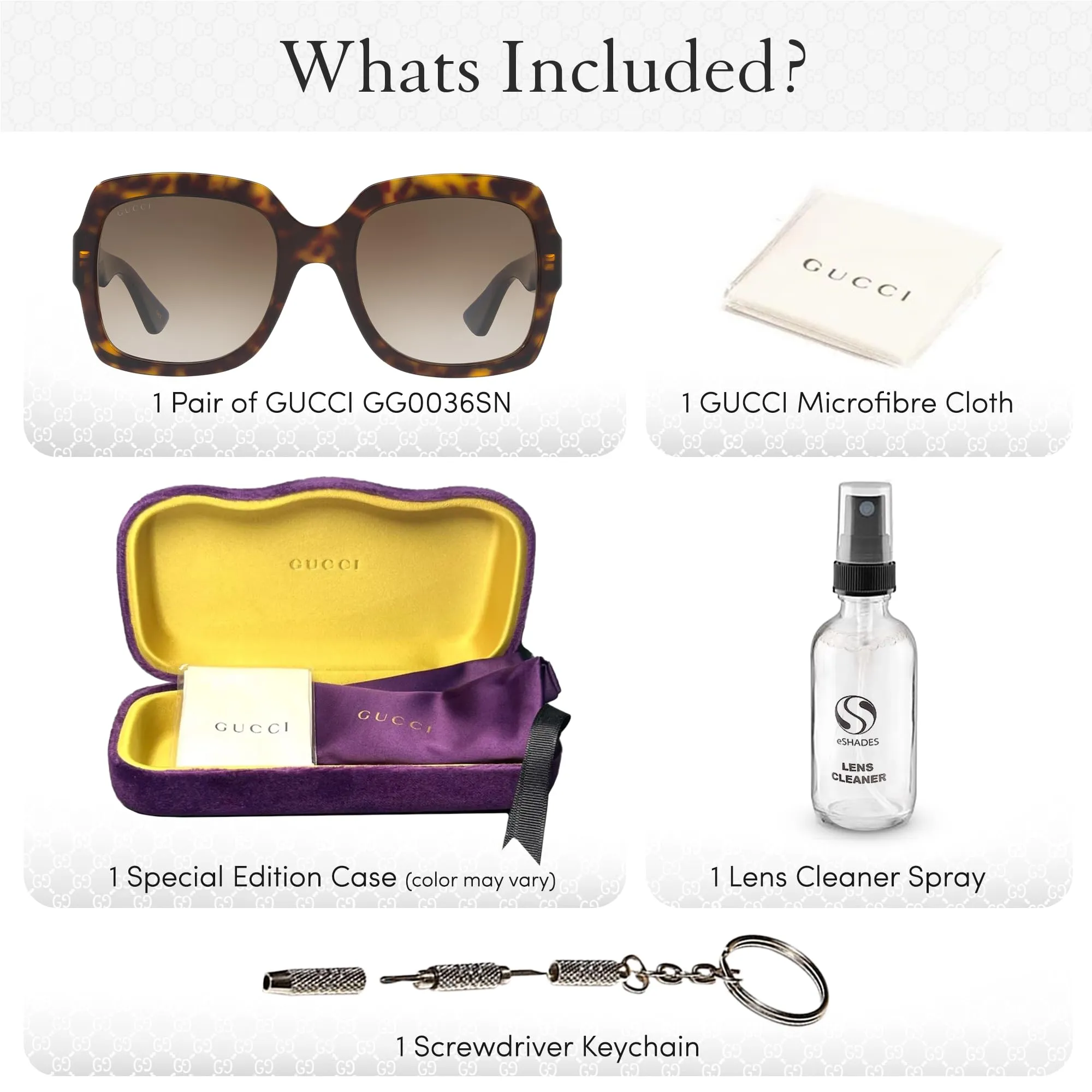 Gucci GG0036SN Women Designer Rectangular Shape Sunglasses: Rectangular Frame Eyewear with Non-Polarized Lenses - Epitome of Luxury and Style