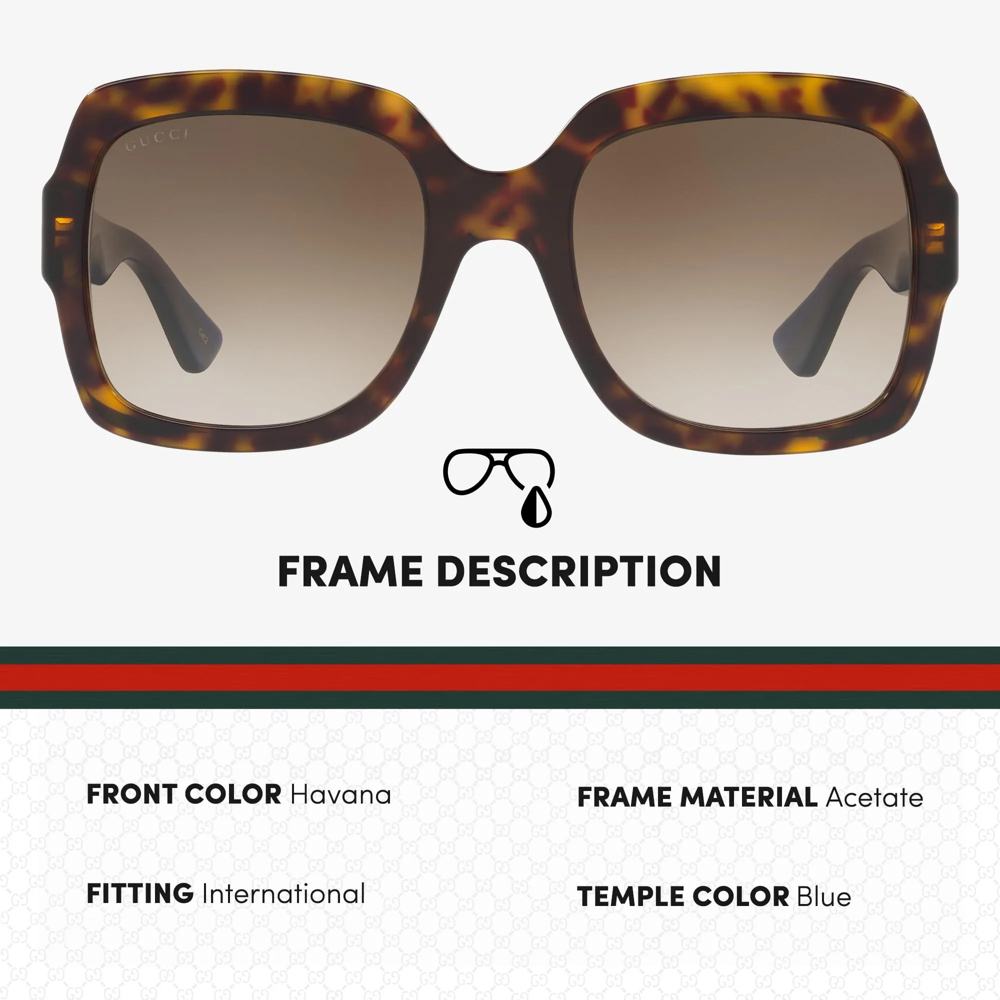 Gucci GG0036SN Women Designer Rectangular Shape Sunglasses: Rectangular Frame Eyewear with Non-Polarized Lenses - Epitome of Luxury and Style