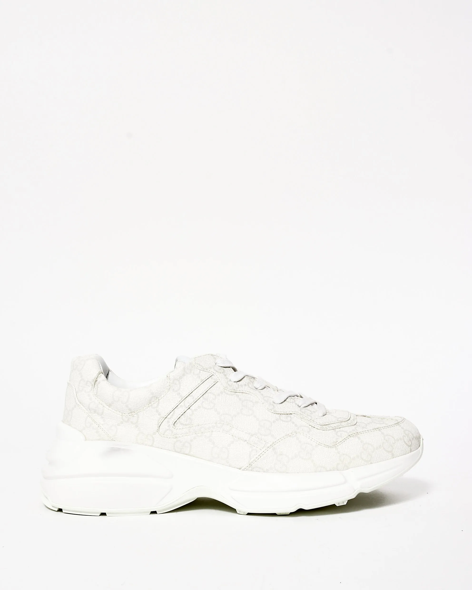 Gucci White Leather GG Monogram Dad Sneakers - 11.5 MEN