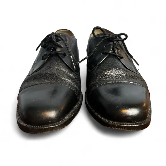 Guido - Men’s Black Leather Derby Shoes Lace Up -‎ Sz. 39