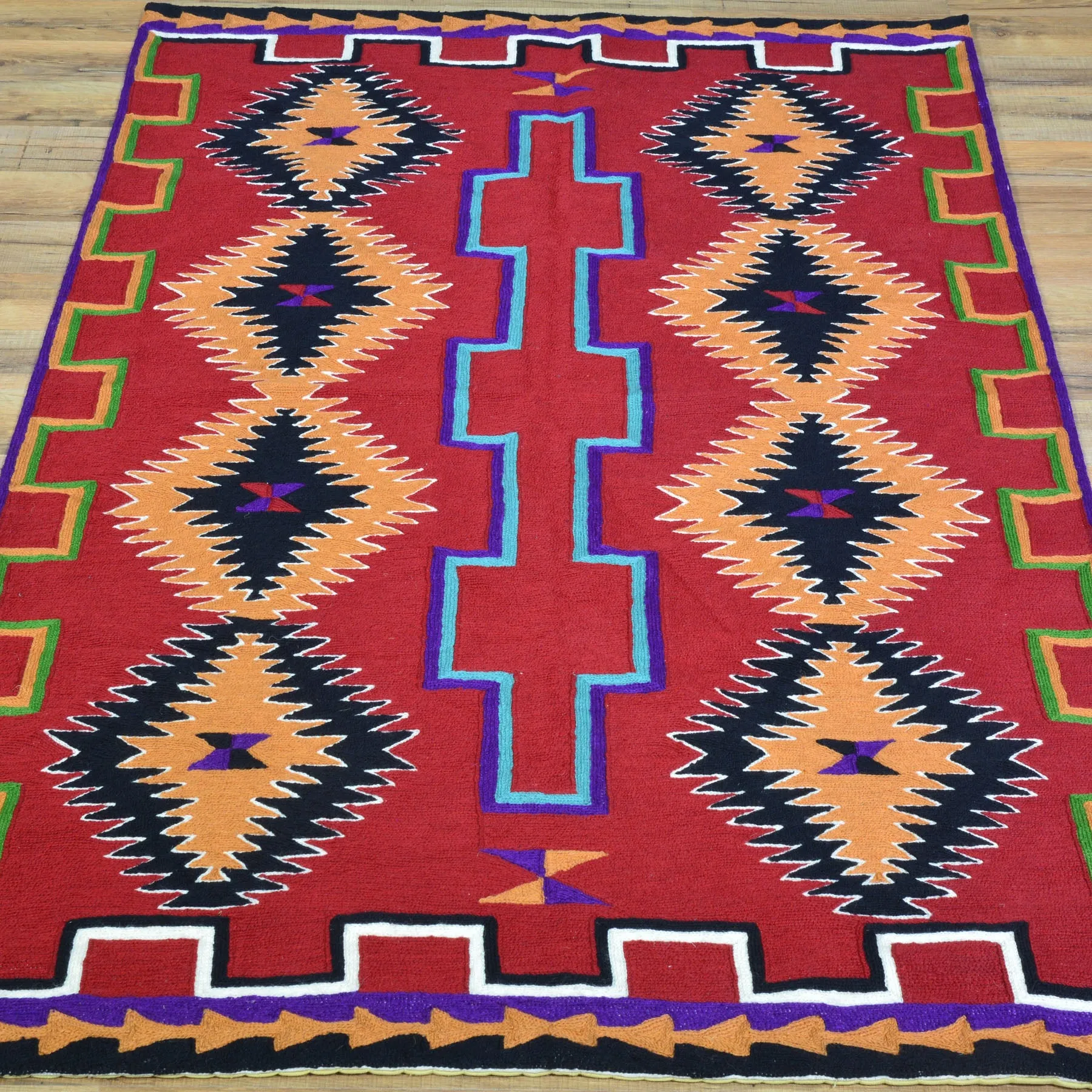 Hand-Woven Kashmiri Chain-Stitched Handmade Wool Rug (Size 3.0 X 4.11) Cwral-9279