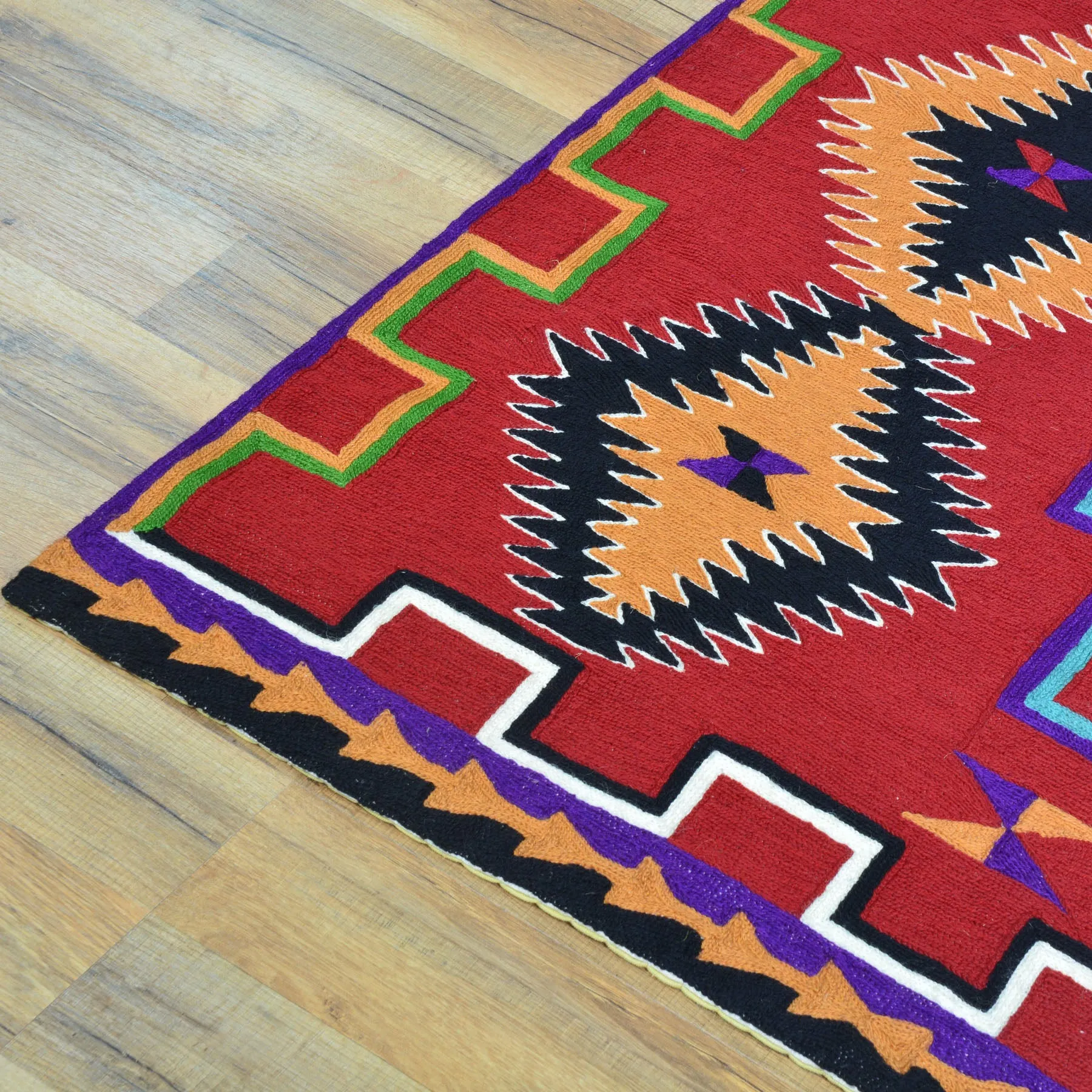 Hand-Woven Kashmiri Chain-Stitched Handmade Wool Rug (Size 3.0 X 4.11) Cwral-9279